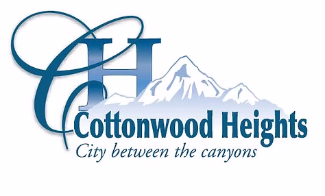 Logo featuring mountains and the text Cottonwood Heights